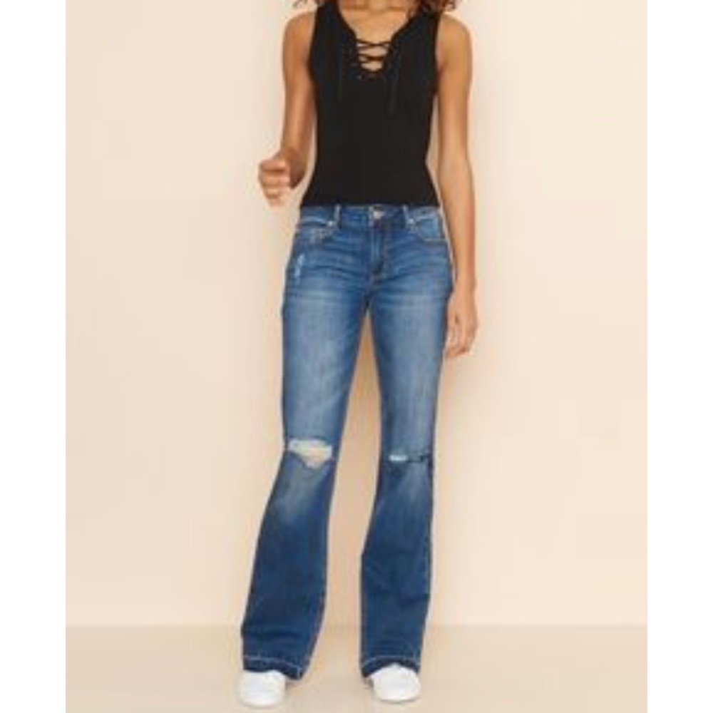 DONATING SOON Garage blue flare hi-rise jeans